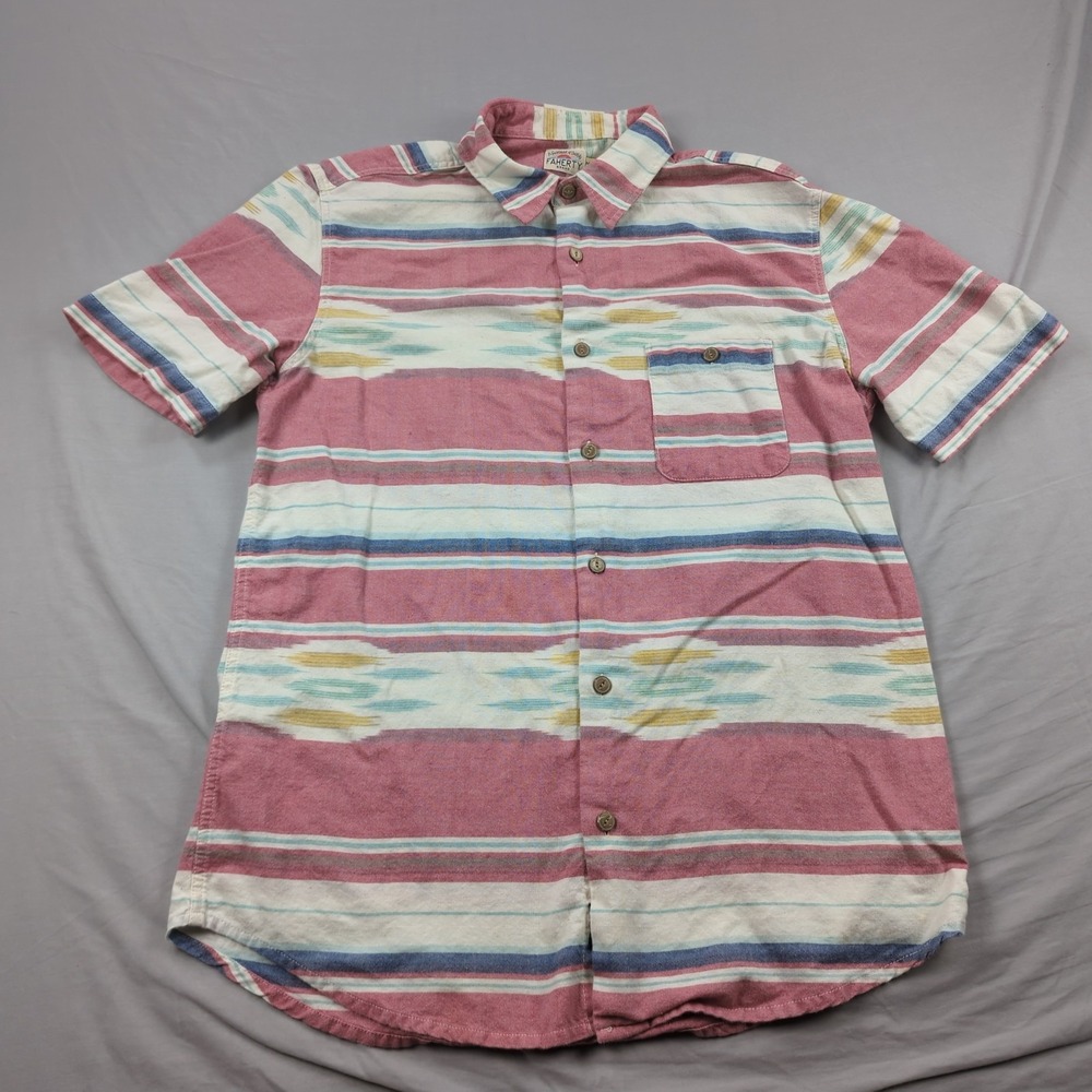 Faherty Shirt Mens Medium Red Aztec Southwest Casual